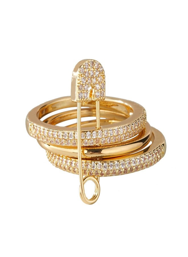Jacruces Silver Stackable Rings for Women Non Tarnish Ring Set Dainty 14k Gold Plated Cz Cubic Zirconia Wedding Thumb Ring Set Stacking Pack Statement Chunky Band Rings Unique Jewelry Gift - Image 1